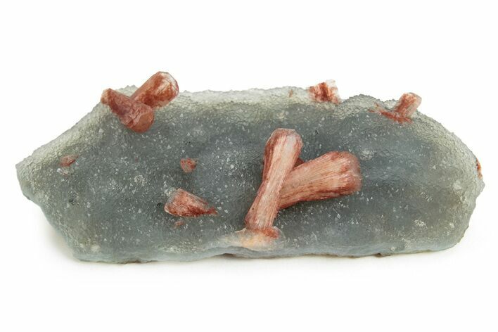 Red-Orange Stilbite Crystals on Chalcedony - India #243921